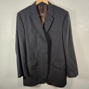 Calvin Klein Suit Jacket Mens‎ 44L Gray Wool 3 Button Striped Formal Business
